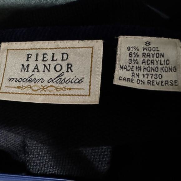 Vintage Wool Black Blue Embroidered Cardigan Sweater Size Small - Picture 6 of 7